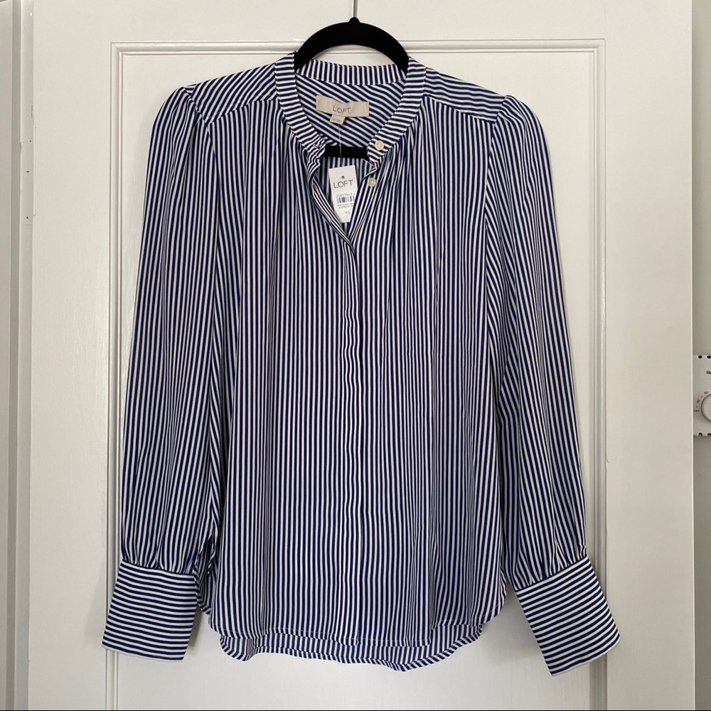 Loft button down stripped blouse